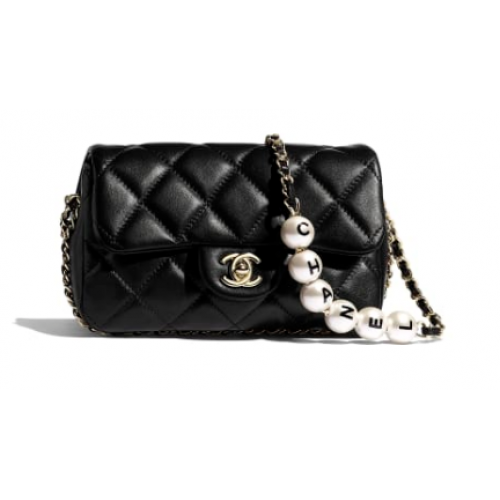 Chanel flap Imitation Pearls tas AS1436 zwart