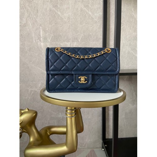 Chanel flap tas generfd kalfsleer AS2357 koningsblauw