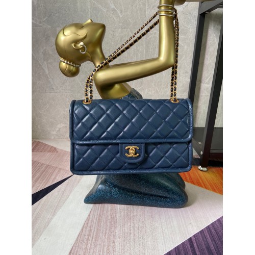 Chanel flap tas generfd kalfsleer AS2358 koningsblauw