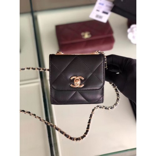 Chanel flap bag Lamsleer goudkleurig metaal 3797 zwart
