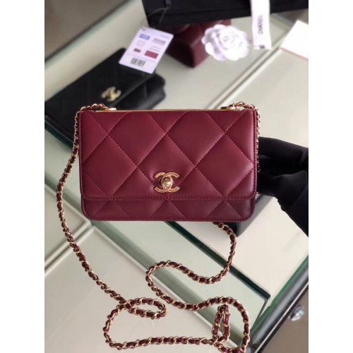 Chanel flap bag Lamsleer Goudkleurig Metaal 3798 Paarsachtig
