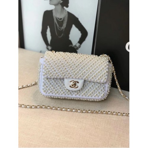 Chanel flap bag parel tas A1116 Wit