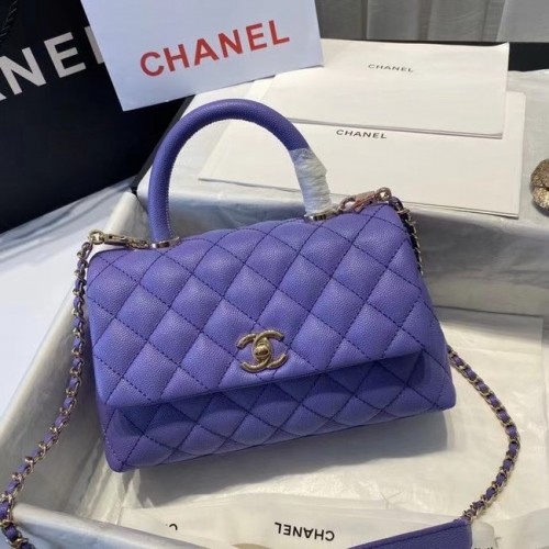 Chanel kleptas met handvat bovenaan A92990 paars