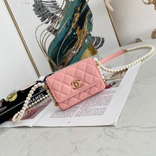 Chanel flap portemonnee met ketting 81085 roze