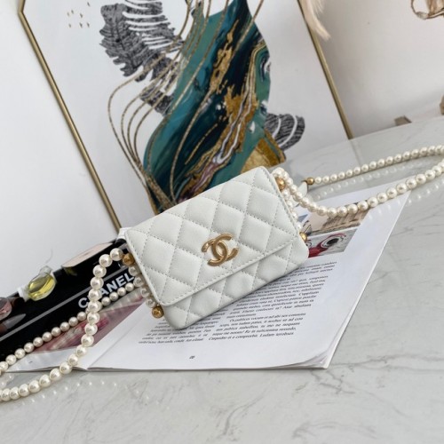Chanel flap portemonnee met ketting 81085 wit