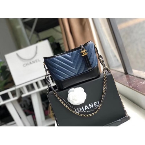 Chanel gabrielle kleine hobo tas A91810 blauw&zwart