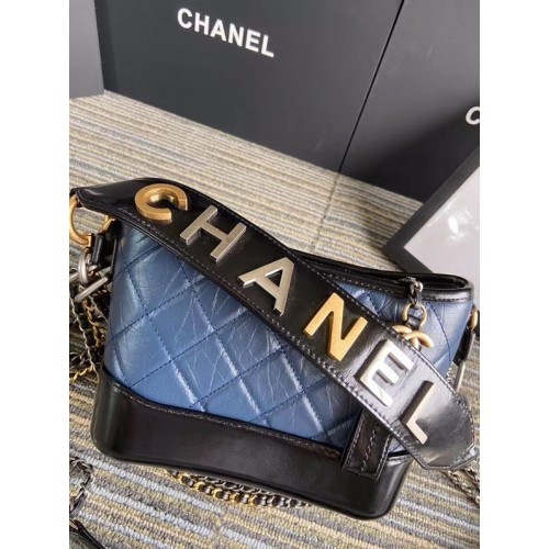 Chanel gabrielle kleine hobo bag S0865 blauw&zwart