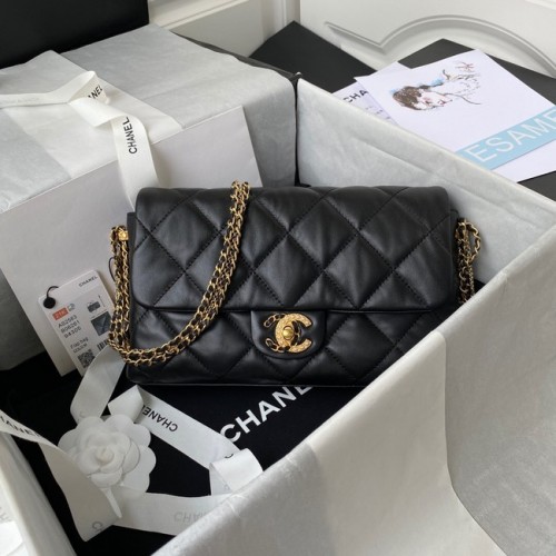 Chanel schoudertas van lamsleer AS2563 zwart