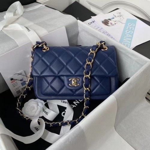Chanel leren Schoudertas AS2798 blauw