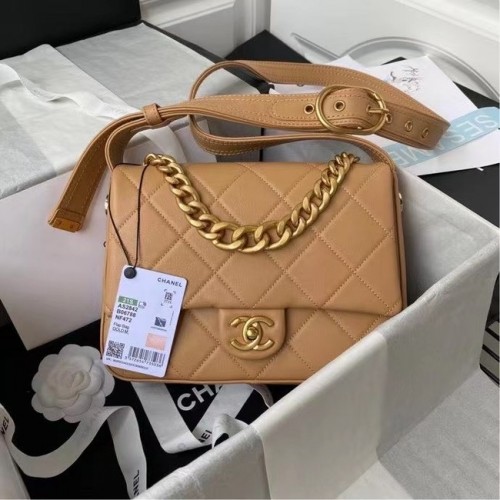 Chanel Leren Schoudertas AS2842 Abrikoos
