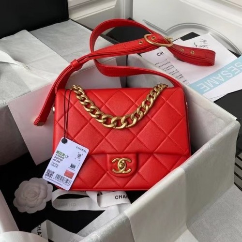 Chanel leren Schoudertas AS2842 rood