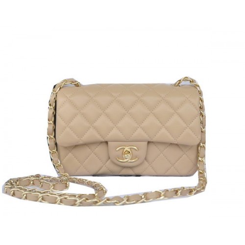 Chanel mini Classic Flap Bag Abrikoos Origineel Sheekskin CHA1116 Goud