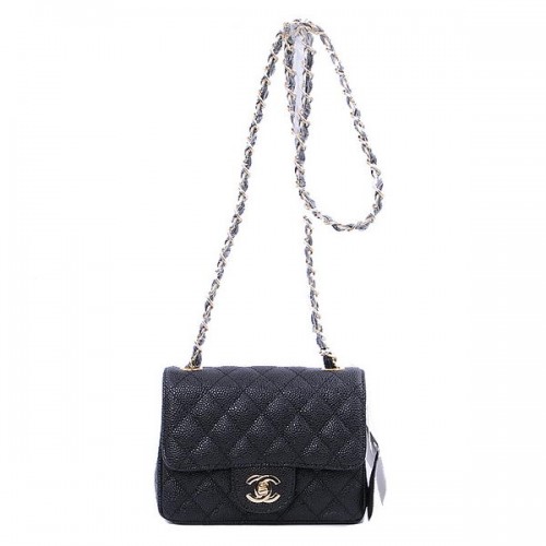 Chanel mini Classic Flap Bag Zwart Cannage Patronen 1115 Goud