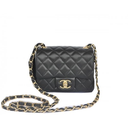 Chanel mini Classic Flap Bag Zwart Origineel Sheekskin CHA1115 Goud