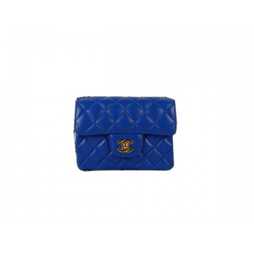 Chanel mini Classic Flap Bag Blauw Sheekskin CHA1115 Goud