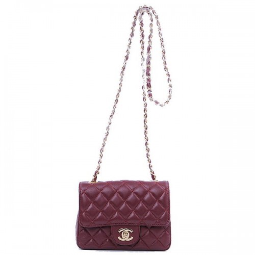 Chanel mini Classic Flap Bag Bordeaux Sheekskin 1115 Goud