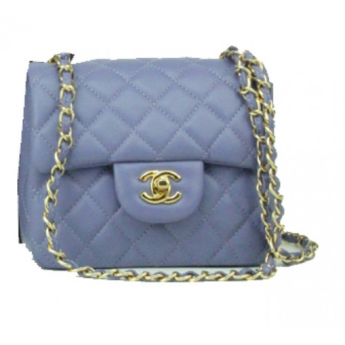 Chanel mini Classic Flap Bag Lavendel Leer 1115 Gouden Ketting
