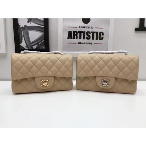 Chanel mini Classic Flap Bag Origineel Cannage Patroon A1116 Abrikoos