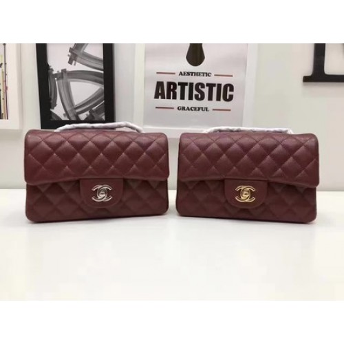 Chanel mini Classic Flap Bag Origineel Cannage Patroon A1116 Wijn
