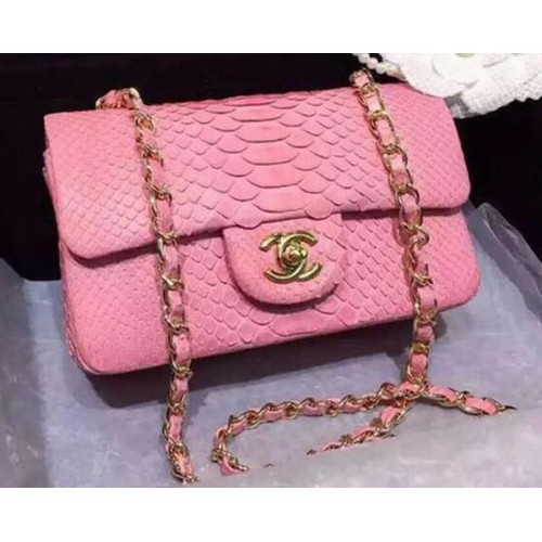 Chanel mini Classic Flap Bag Origineel Slangenleer A1116 Roze