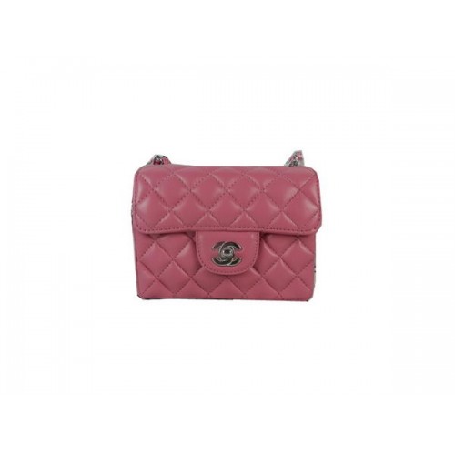 Chanel mini Classic Flap Bag Perzik Sheekskin CHA1115 Zilver
