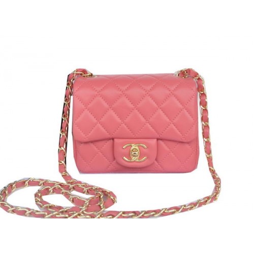 Chanel mini Classic Flap Bag Roze Origineel Sheekskin CHA1115 Goud