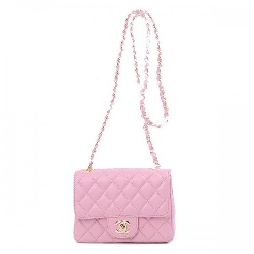 Chanel mini Classic Flap Bag Roze Sheekskin 1115 Goud