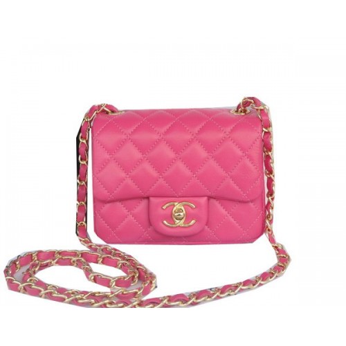 Chanel mini Classic Flap Bag Rose Original Sheekskin CHA1115 Goud