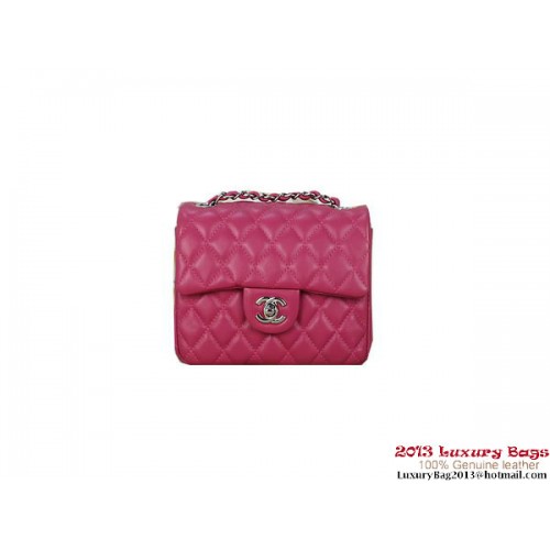 Chanel mini Classic Flap Bag Rose Schapenvacht 1115 Zilver