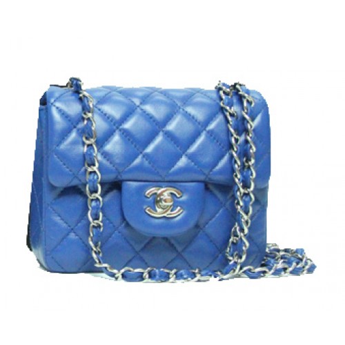 Chanel mini Classic Flap Bag Royal Leather 1115 zilveren ketting