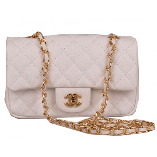 Chanel mini Classic Flap Bag Wit Cannage Patroon 1117 Goud