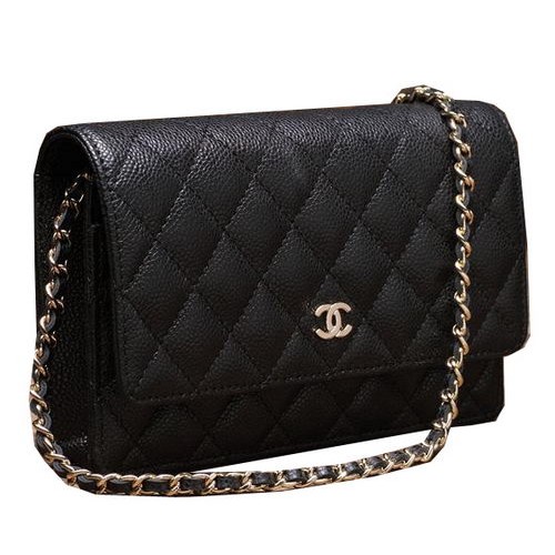 Chanel mini Flap Bag A33814 Zwart Cannage Patroon Goud
