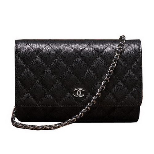 Chanel mini Flap Bag A33814 Zwart Cannage Patroon Zilver