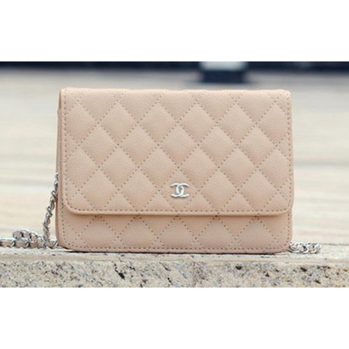 Chanel mini Flap Bag Abrikoos Cannage Patroon A33814 Zilver