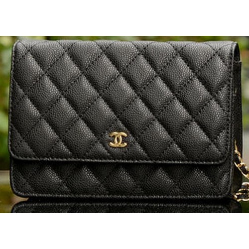 Chanel mini Flap Bag Zwart Cannage Patroon A33814 Goud
