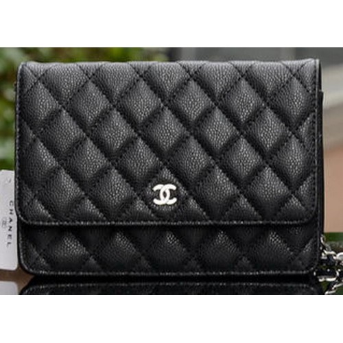 Chanel mini Flap Bag Zwart Cannage Patroon A33814 Zilver