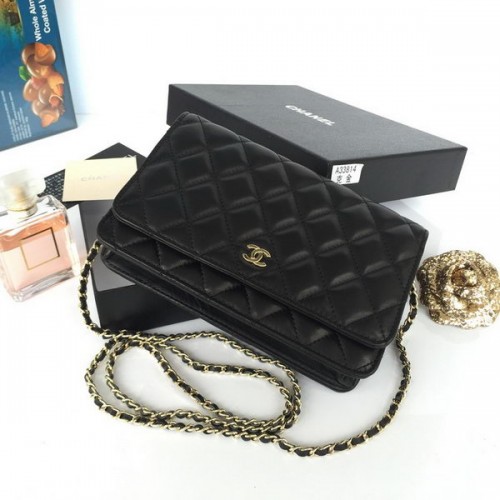 Chanel mini Flap Bag Zwart Originele Schapenvacht A33814 Goud