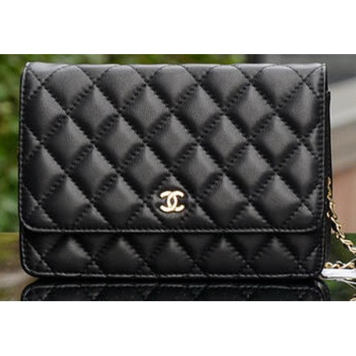 Chanel mini Flap Bag Zwart Schapenleer A33814 Goud