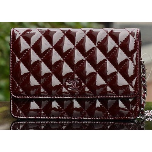 Chanel mini flap bag bordeaux lakleer A33814 zilver