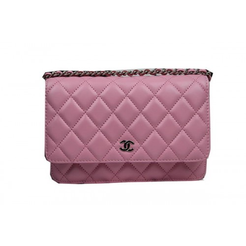 Chanel mini Flap Bag CHA33814 Roze Origineel Schapenleer Zilver