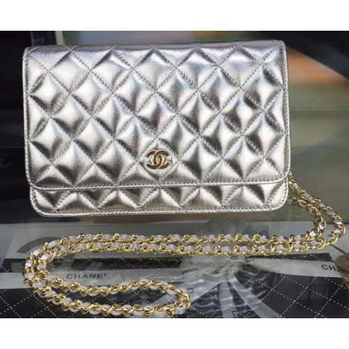 Chanel mini Flap Bag Zilver Cannage Patroon A8373 Goud