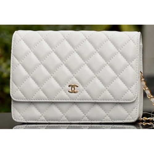 Chanel mini Flap Bag Wit Schapenleer A33814 Goud
