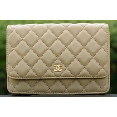Chanel mini Flap Bags Abrikoos Schapenleer A33814 Goud