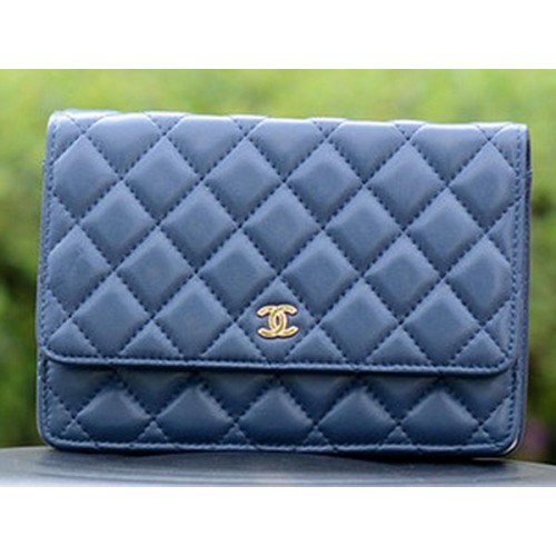 Chanel mini Flap Bags Blauw Schapenleer A33814 Goud