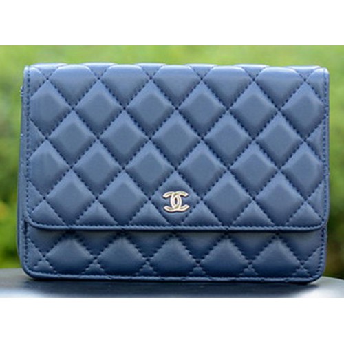Chanel mini Flap Bags Blauw Schapenleer A33814 Zilver