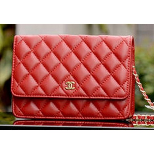 Chanel mini Flap Bags Rood Schapenleer A33814 Goud