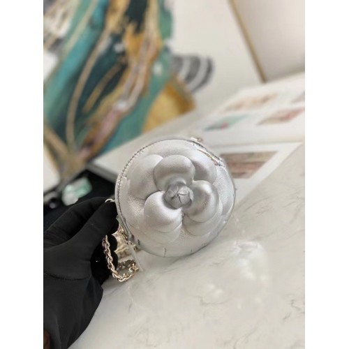 Chanel mini Schoudertas Origineel leer 82121 zilver