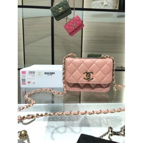 Chanel mini Flap Schoudertas Origineel leer AP2301 roze