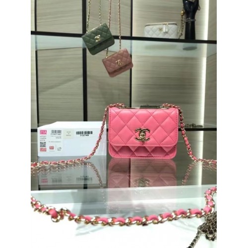 Chanel mini Flap Schoudertas Origineel leer AP2301 rose