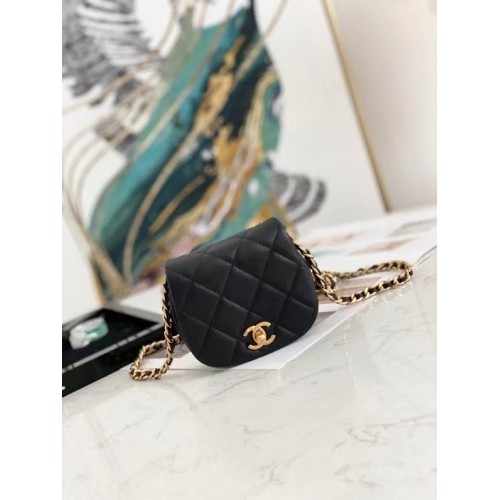 Chanel mini Flap Schoudertas Origineel leer AP2344 zwart